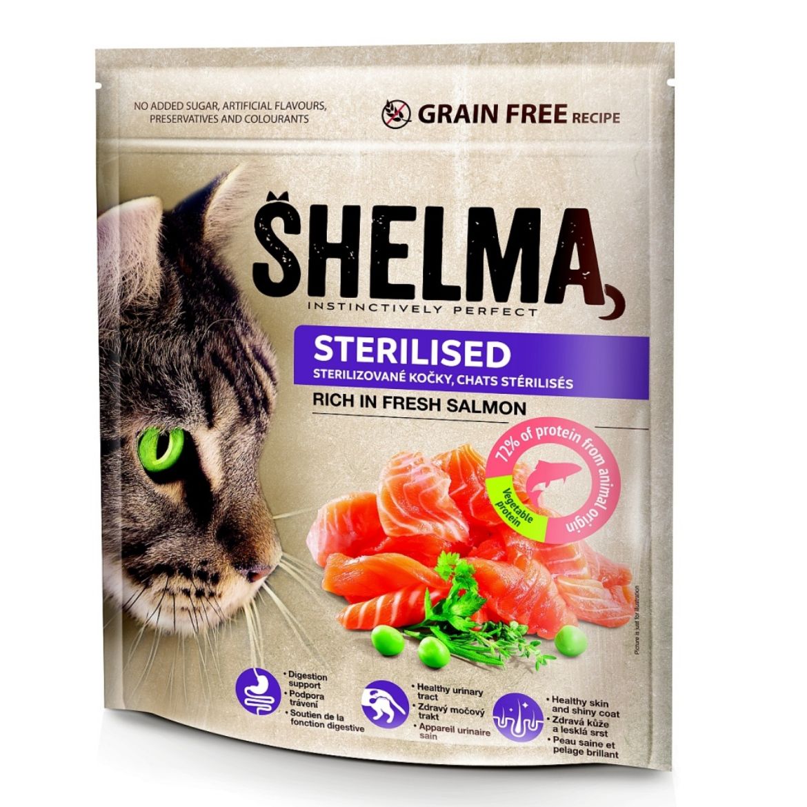 Obrázek z SHELMA Cat Sterilised Salmon GF 750 g 