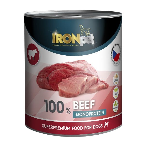 Obrázek IRONpet Dog Beef (Hovězí) 100 % Monoprotein, konzerva 800 g 