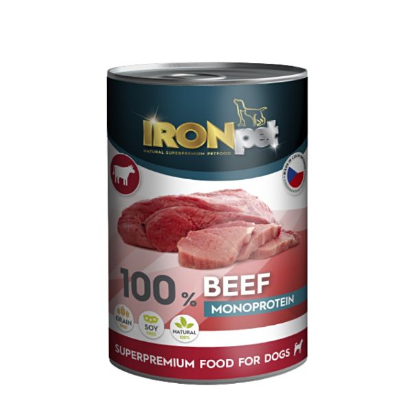 Obrázek IRONpet Dog Beef (Hovězí) 100 % Monoprotein, konzerva 400 g