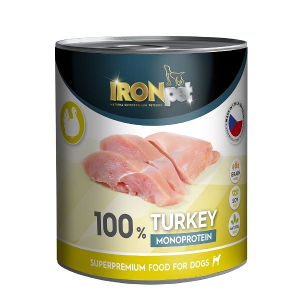 Obrázek IRONpet Dog Turkey (Krůta) 100 % Monoprotein, konzerva 800 g 
