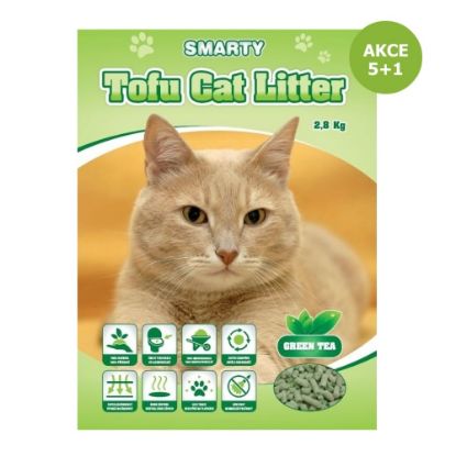 Obrázek Smarty Tofu Cat Litter Green Tea podestýlka 6 l AKCE 5 + 1 ZDARMA