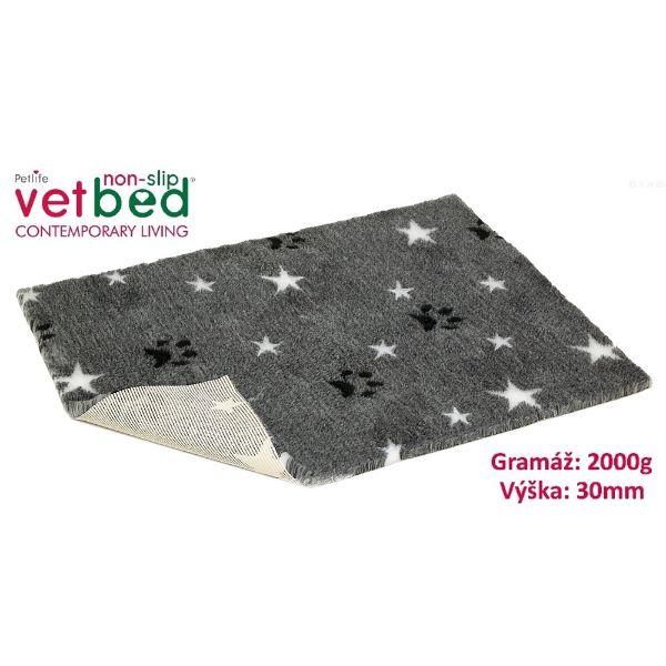 Obrázek Vetbed protiskluz/Drybed Šedý hvězda s packou role 10 x 1,5 m, vlas 30 mm