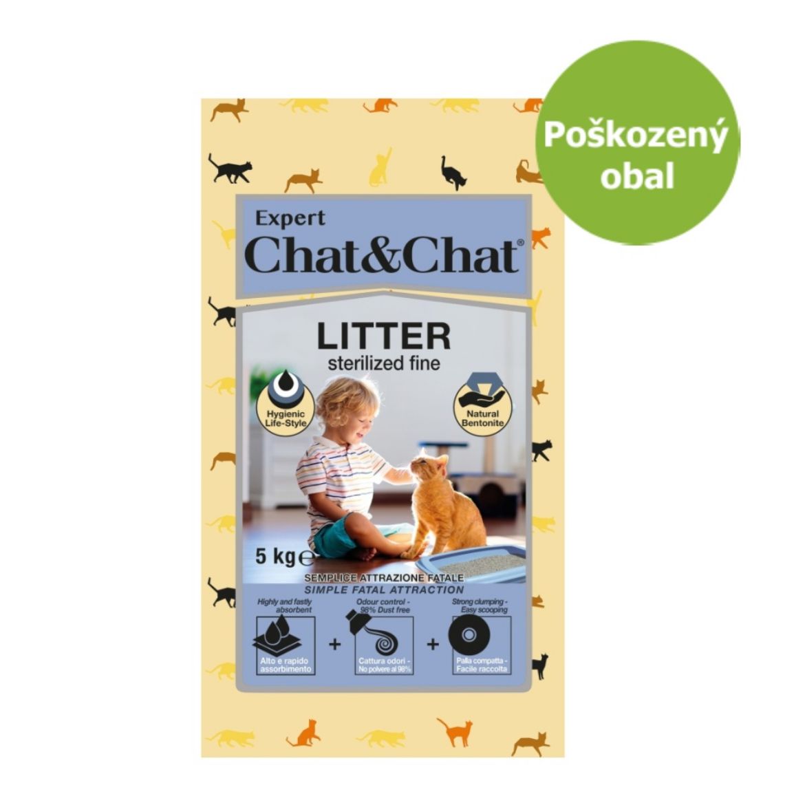 Obrázek z Chat & Chat stelivo hrudkující 5 kg - Poškozený obal - SLEVA 