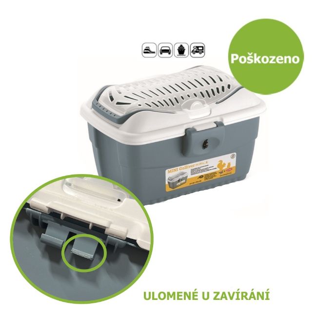 Gulliver, přepravka, pro hlodavce, k přenášení malých zvířat, zakrslý králík, morče, myš, šedomodrá