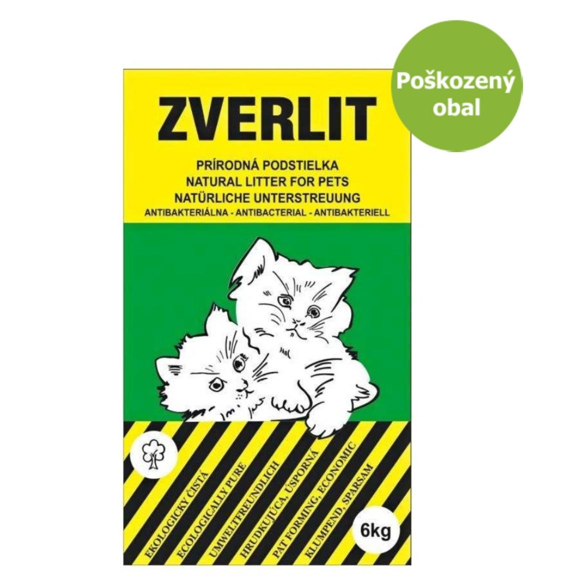 ZVERLIT  zelený, hrubá podestýlka, bentonitové stelivo, přírodní, pohlcuje pachy, stelivo do toalet, hrudkující, ekologické, 