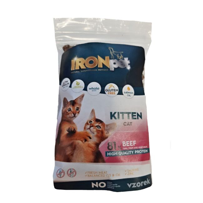 kotě,březí,kojící kočky, IRONpet, Cat Kitten, akce, beef, hovězí, bez lepku, bez soji, bez kuřecího, 70g, 