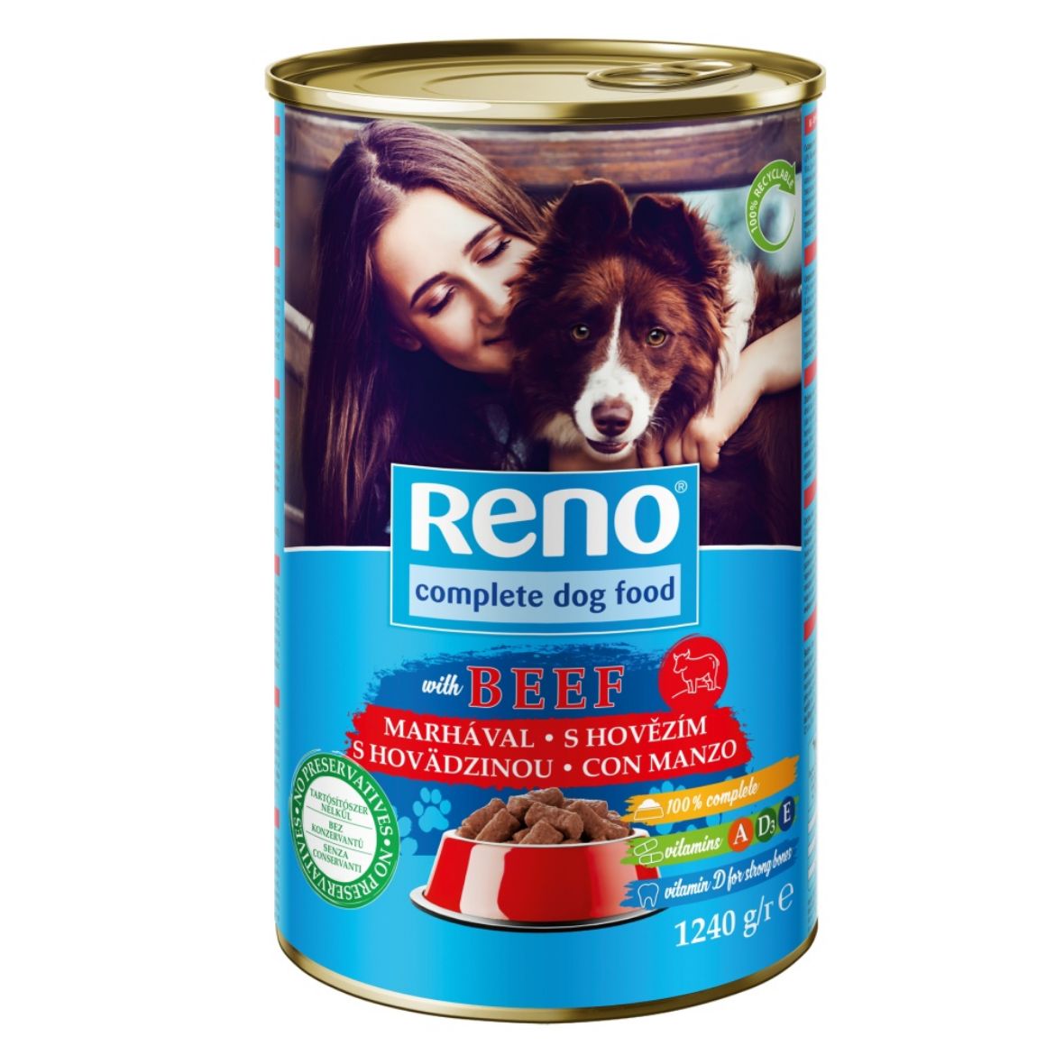 Obrázek z RENO Dog hovězí, kousky 1240 g 