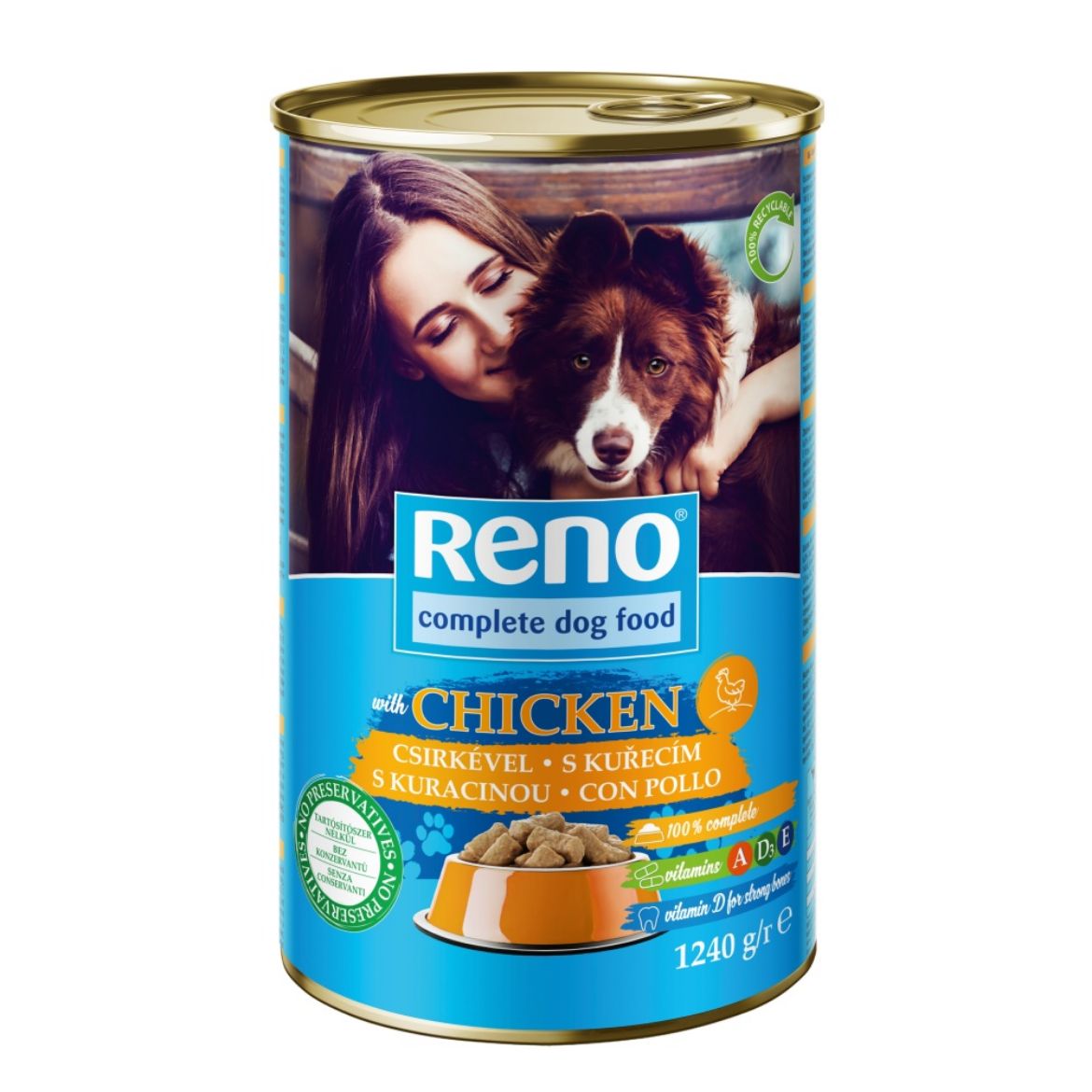 Obrázek z RENO Dog kuřecí, kousky 1240 g 