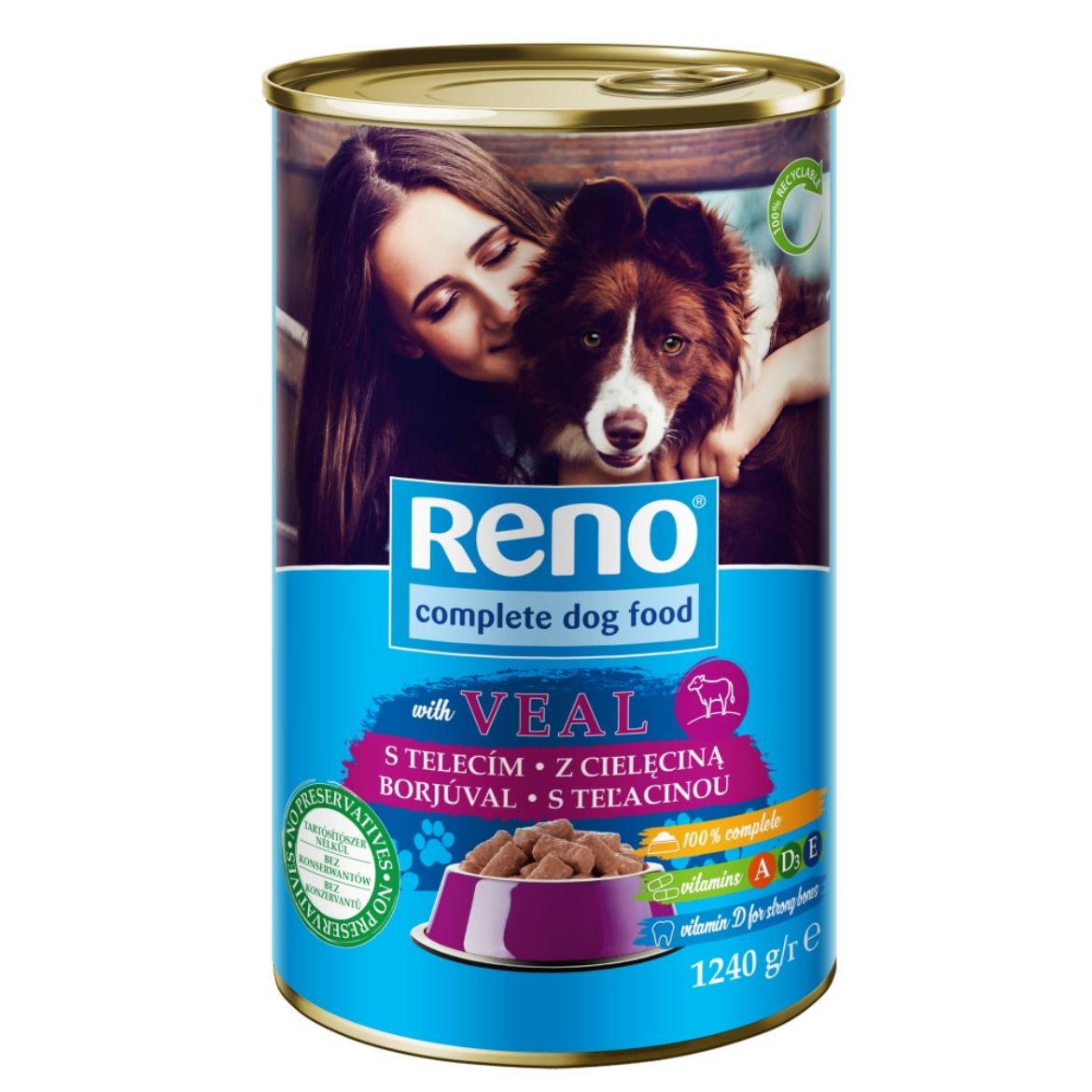 Obrázek z RENO Dog telecí, kousky 1240 g 