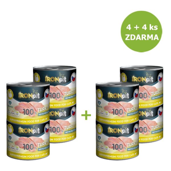 Obrázek IRONpet Cat Turkey (krůta) 100 % Monoprotein, konzerva 200 g AKCE 4 + 4 ZDARMA