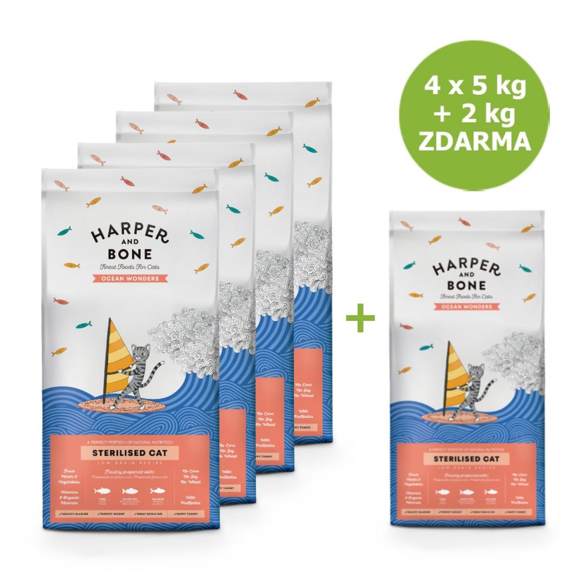 Obrázek z Harper and Bone Cat Sterilised divy oceánu AKCE 4 x 5 kg + 2 kg ZDARMA 