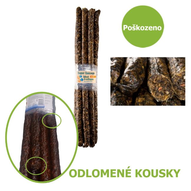 Klobása s jukou a játry ,pamlsek pro psy kolagenem a bez soji pro zdravou kůži a srst