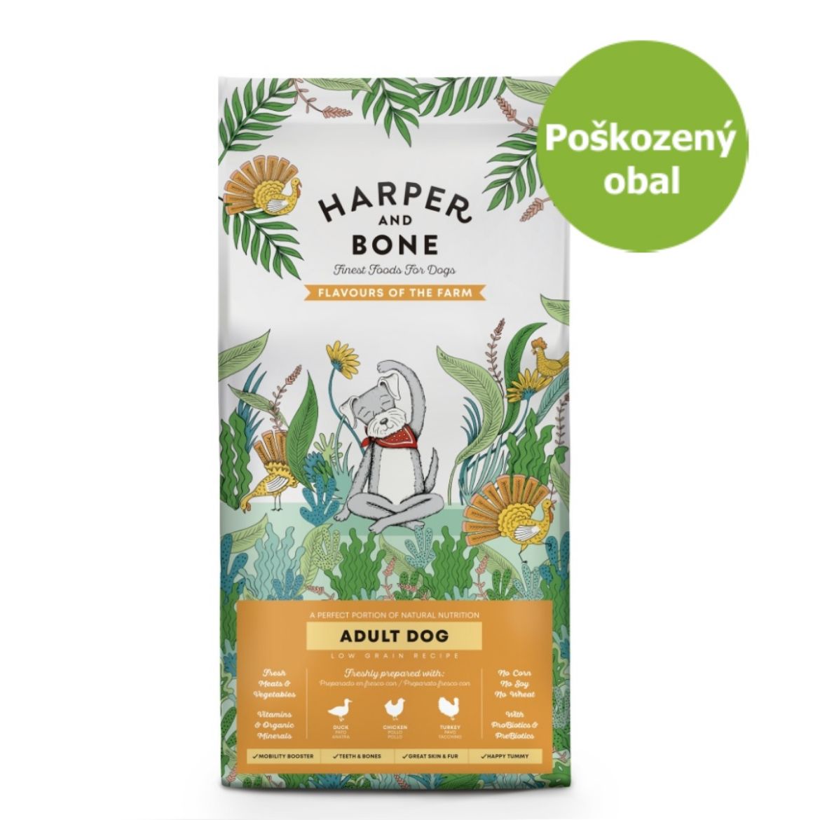Obrázek z Harper and Bone Dog Adult Large & Medium příchutě farmy 9,9 kg - Poškozený obal - SLEVA 15 % 