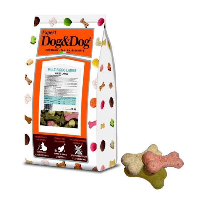 Dog & Dog Expert Multibisco velké sušenky 15 kg,  pamlsek pro psy, sušenkový pamlsek, odměna, velké kostička