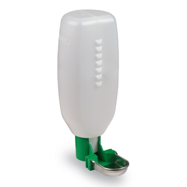 Napáječka s lahví 1 l a plechovou miskou 