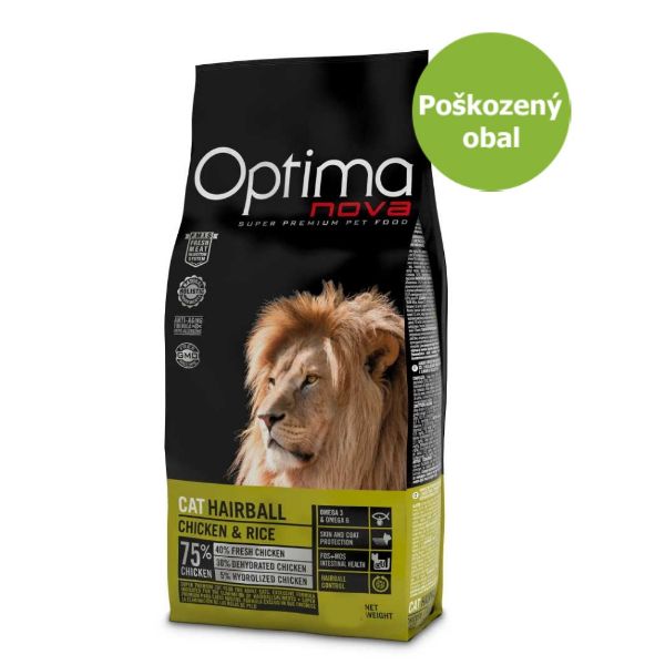 OPTIMAnova cat Hairball 8 kg, chicken, kuřecí, rice, rýže, přírodní, monoproteinové, superprémiové, proti bezoárům