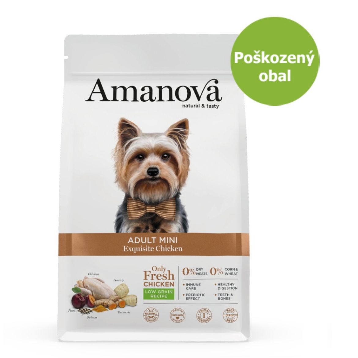 superprémiové krmivo pro dospělé psy malých plemen, Amanova dog medium adult, s kuřecím a  quinoou, chicken and quinoa, hypoalergenní, bezlepkové, 100 % přírodní