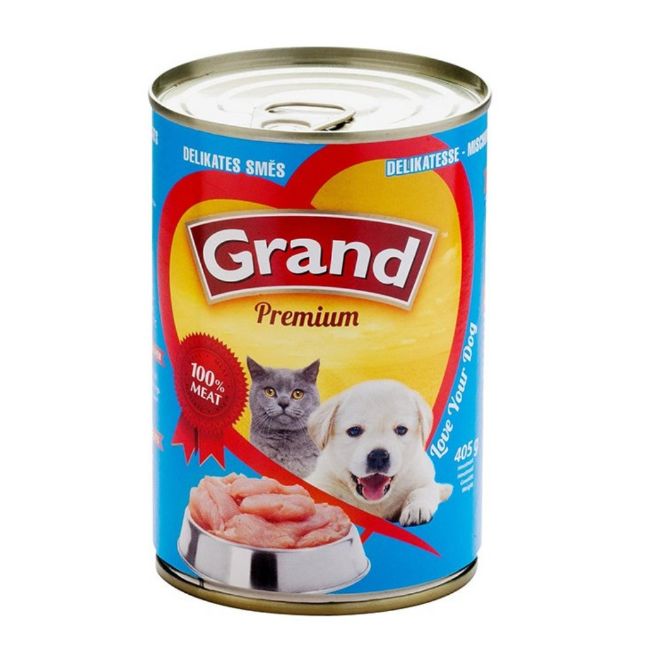 Grand Premium Dog & Cat delikates, konzerva 405 g PRODEJ PO BALENÍ (6 ks)