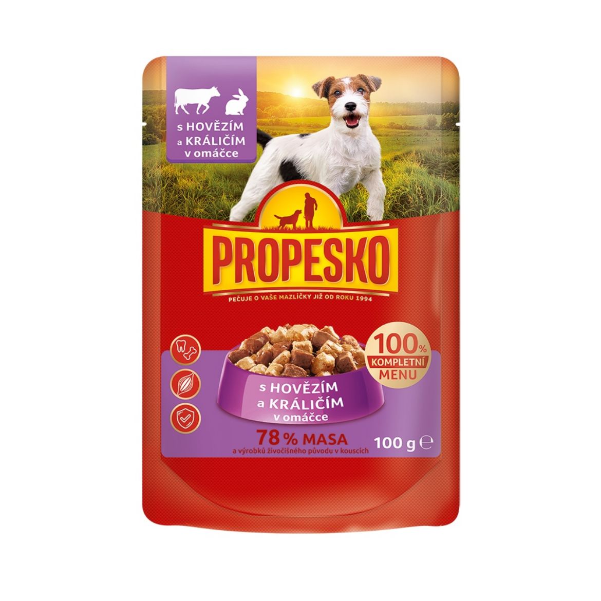 Obrázek z PROPESKO Dog hovězí a králičí, kapsa 100 g 