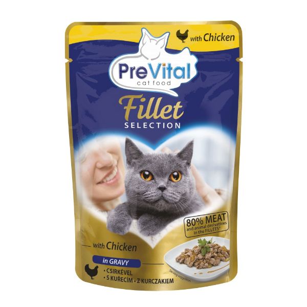 Obrázek PreVital Fillet kočka kuře, kapsa 85 g 