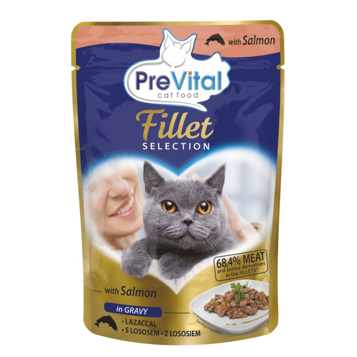 Obrázek z PreVital Fillet kočka losos, kapsa 85 g 