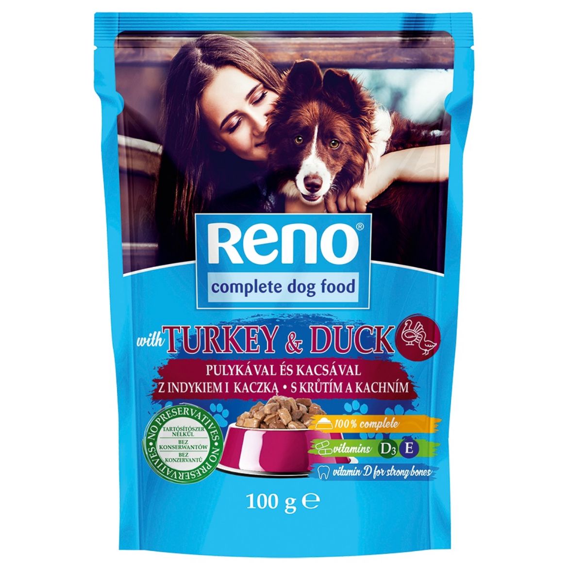 Obrázek z RENO Dog krůta a kachna, kapsa 100 g  