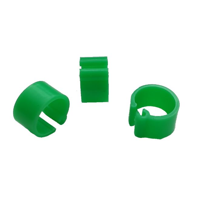 kroužky zámkové, plastové, na holuby,  8 mm, zelená