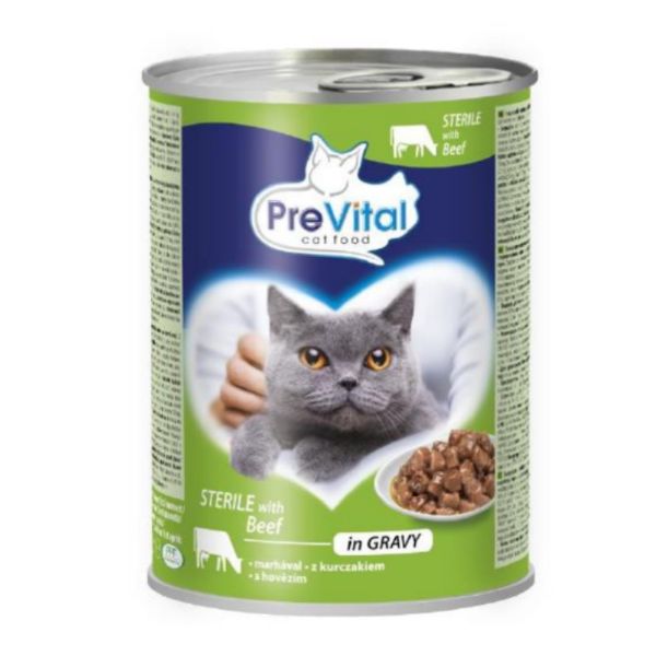 Obrázek PreVital kočka sterile s hovězím v omáčce, kousky 415 g
