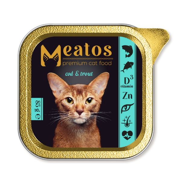 Obrázek Meatos Cat Cod & Trout kousky v omáčce 85 g
