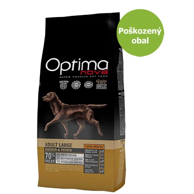 OPTIMAnova dog, adult large, velká plemena, chicken and potato, kuřecí a brambory, superprémiové, monoproteinové, dospělý pes, přírodní, grain free, bez obilovin, hypoalergenní