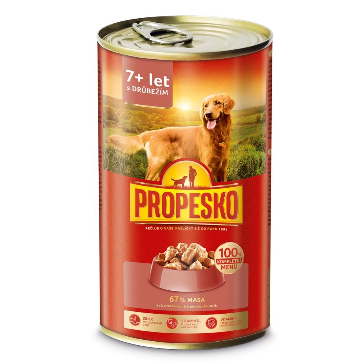 Obrázek z PROPESKO Dog Senior drůbeží a mrkev v omáčce, kousky 1240 g 