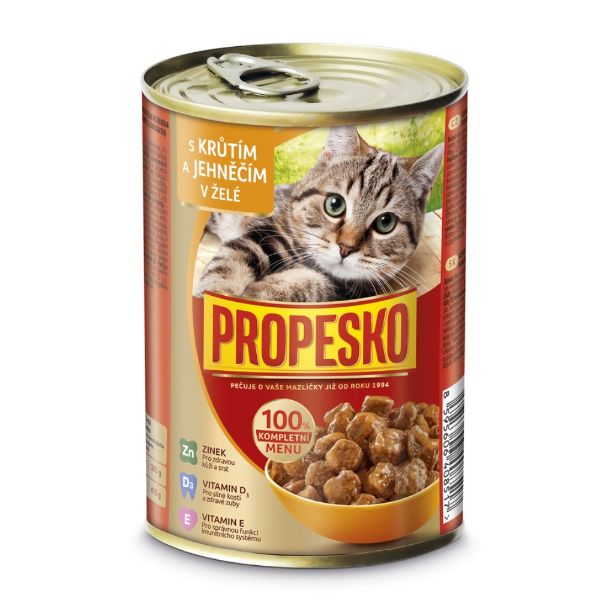 Obrázek PROPESKO Cat krůtí a jehněčí v želé, kousky 415 g
