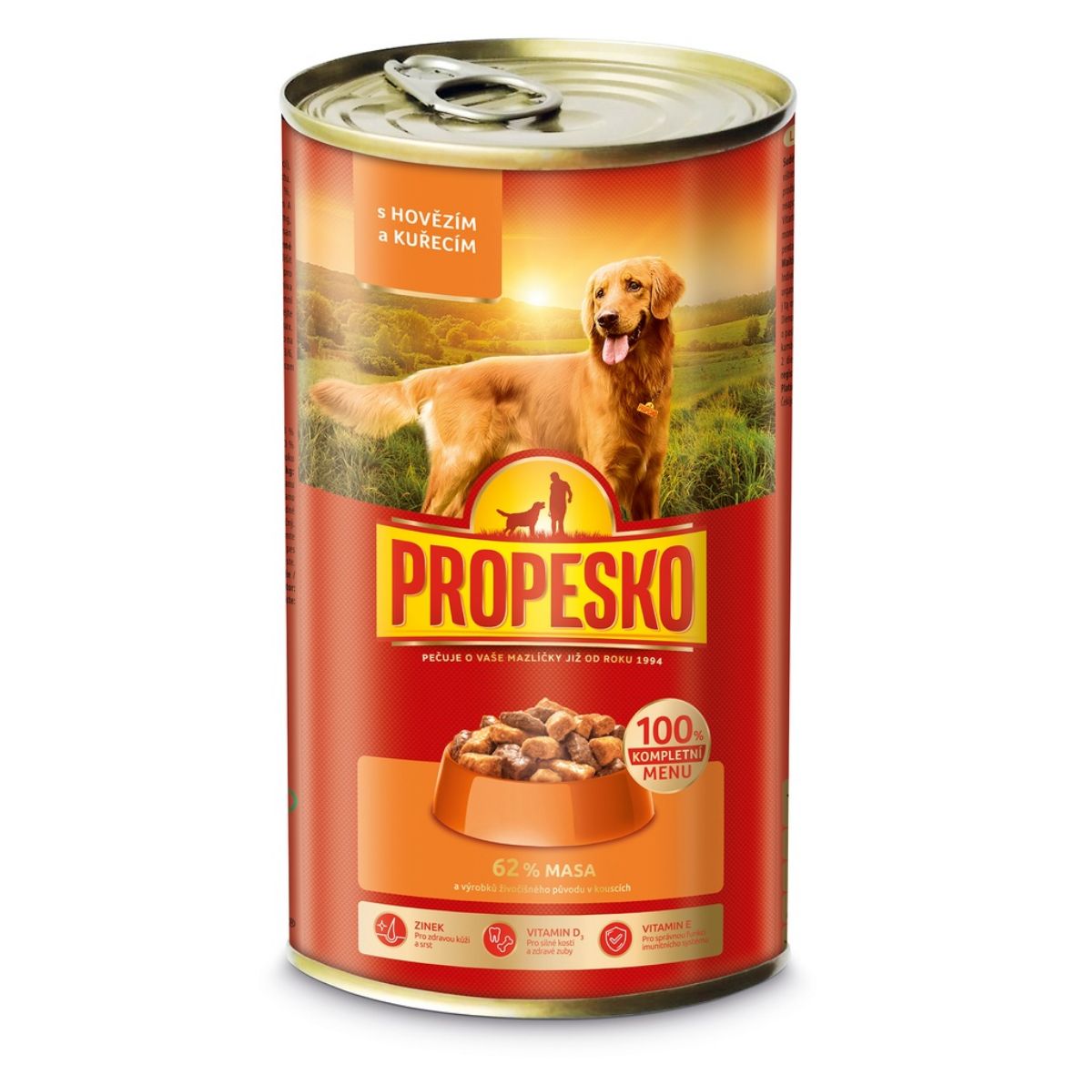 Obrázek z PROPESKO Dog hovězí a kuřecí v omáčce, kousky 1240 g 