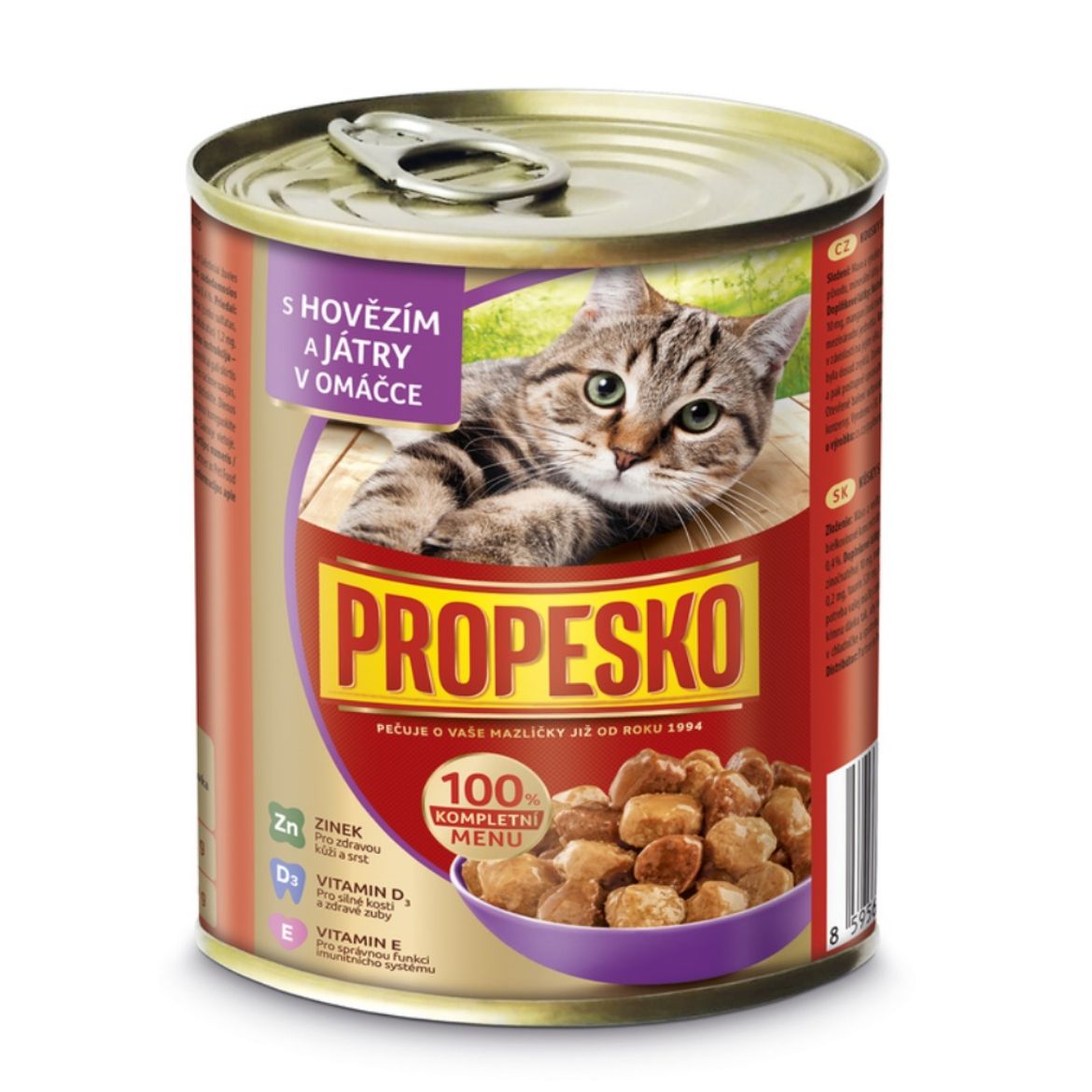 Obrázek z PROPESKO Cat hovězí a játra v omáčce, kousky 830 g 