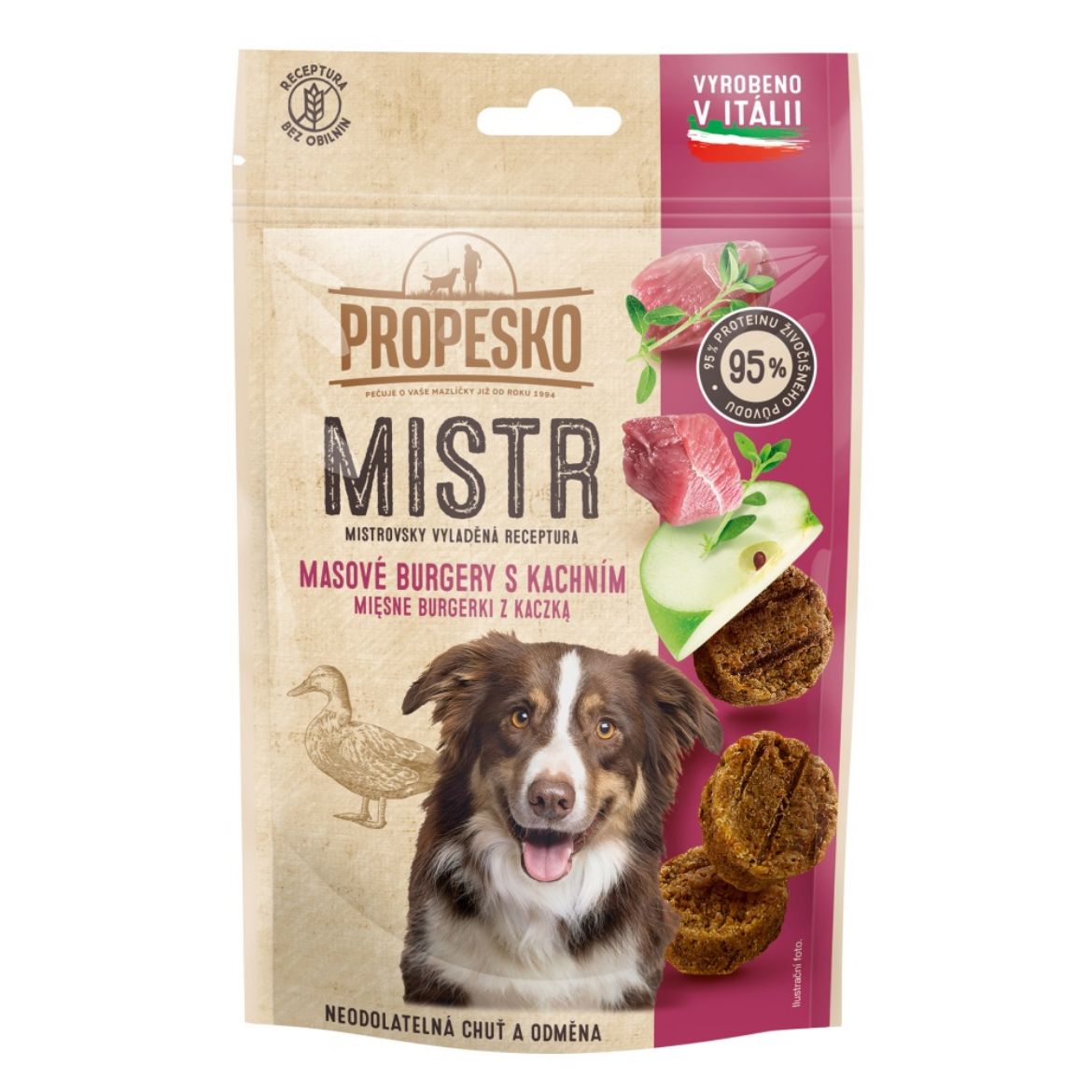 Obrázek z Propesko Dog Mistr burger kachní, jablko a tymián 60 g 