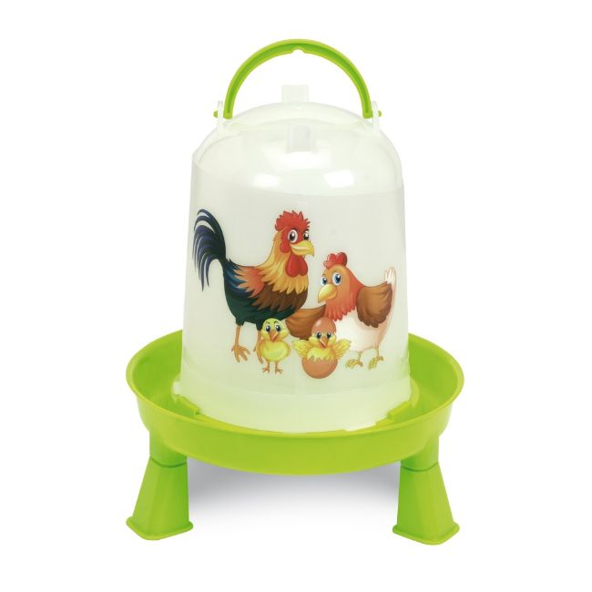 Napáječka pro drůbež s nožičkami (edice šťastné slepice) 3 l, Bajonetový uzávěr.