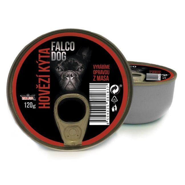 Falco dog, 100% masová konzerva, hovězí kýta, konzerva pro psy, 100% přírodní