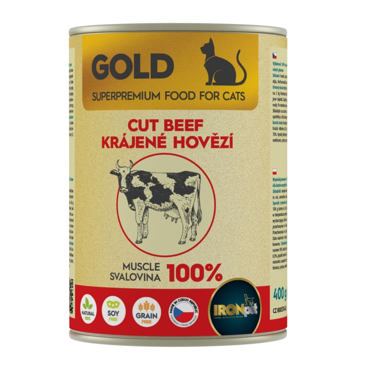 Obrázek z IRONpet Gold Cat Hovězí krájená svalovina, konzerva 400 g 