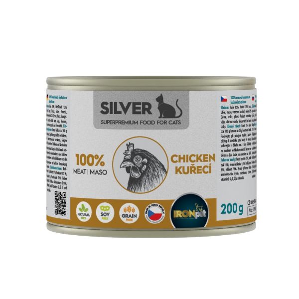 Obrázek IRONpet Silver Cat Kuřecí 100% masa, konzerva 200 g