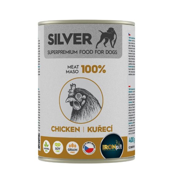 Obrázek IRONpet Silver Dog Kuřecí 100% masa, konzerva 400 g