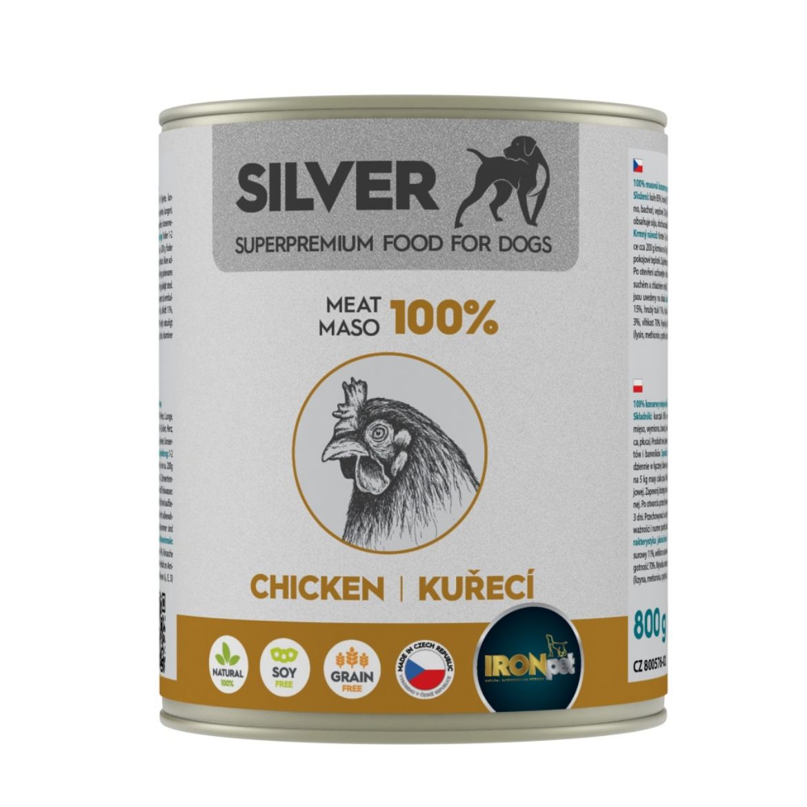 Obrázek z IRONpet Silver Dog Kuřecí 100% masa, konzerva 800 g 