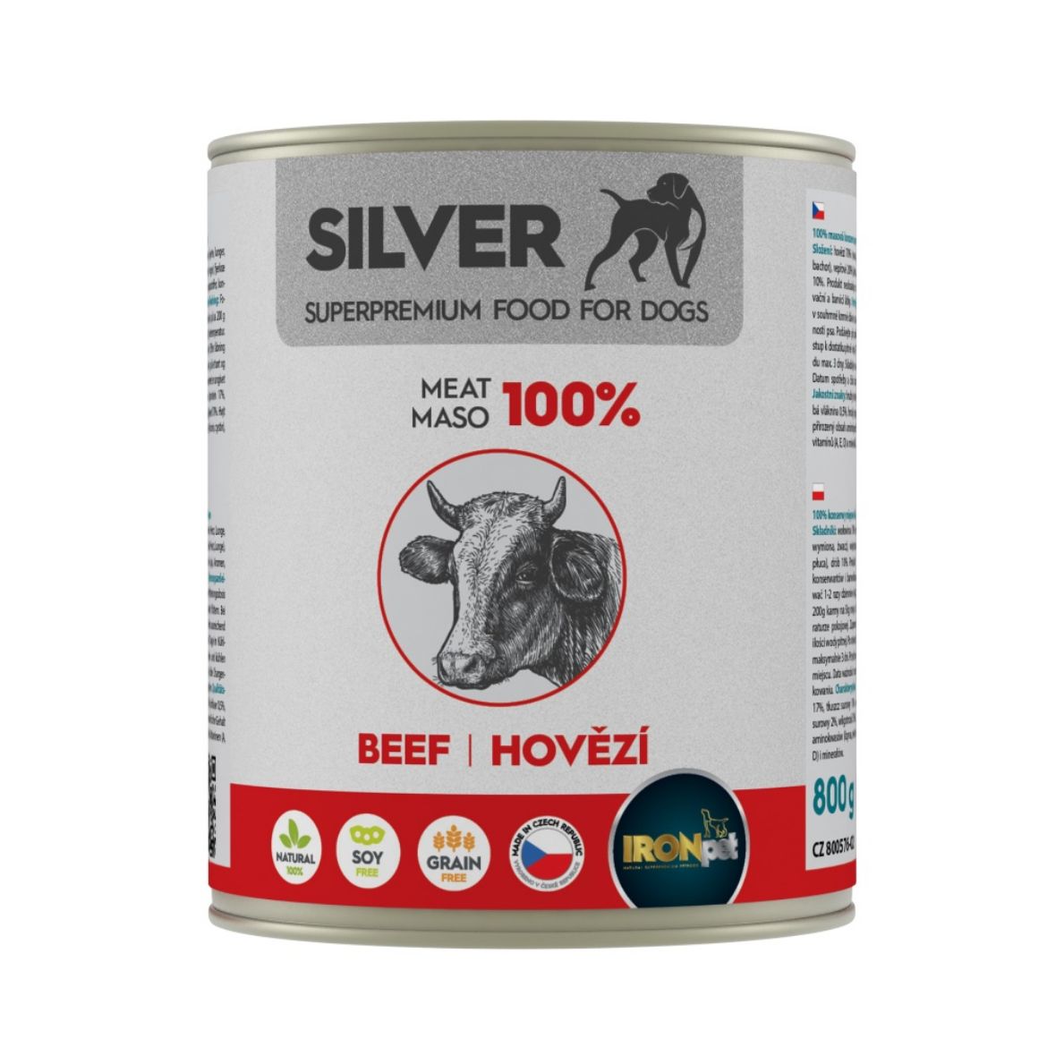 Obrázek z IRONpet Silver Dog Hovězí 100% masa, konzerva 800 g 