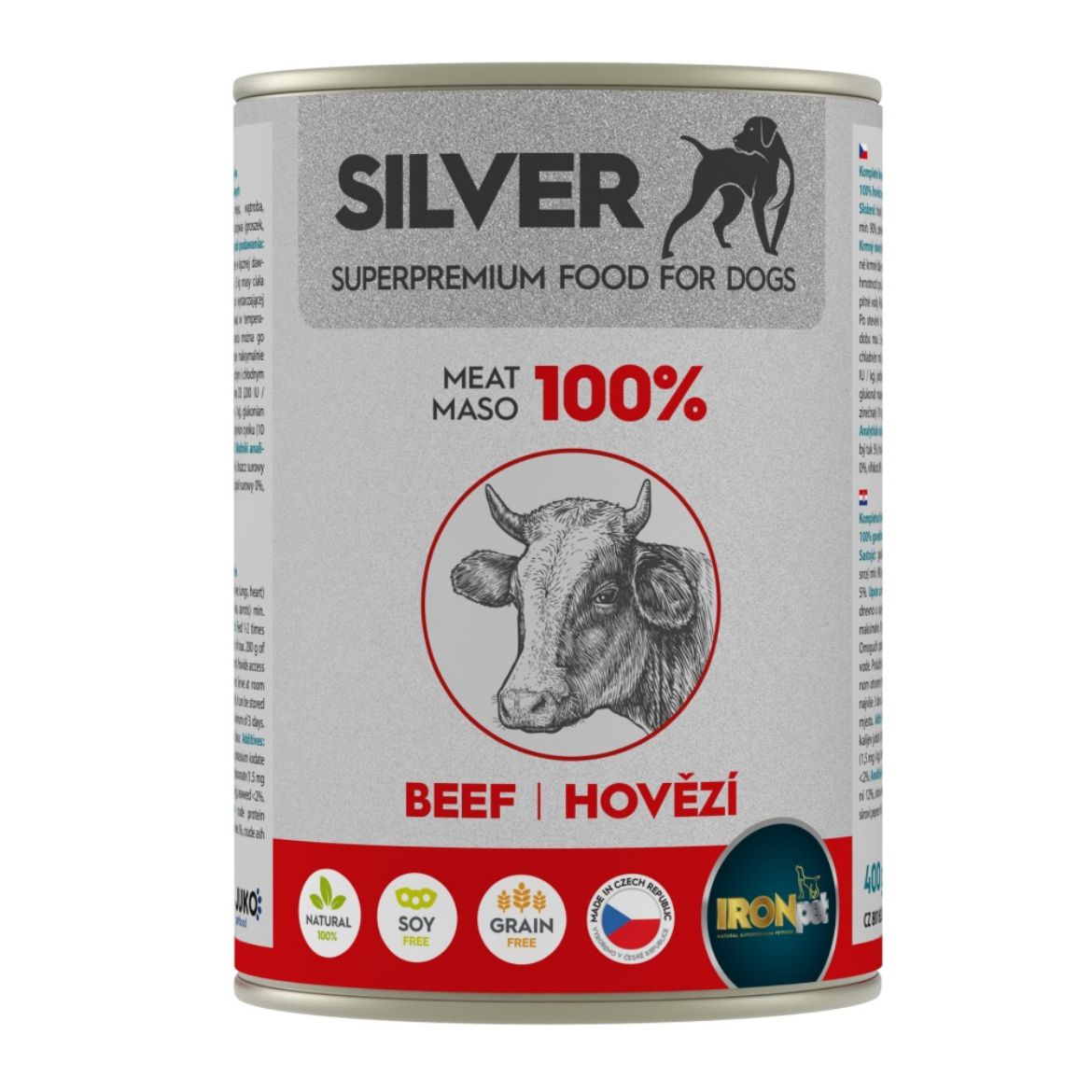 Obrázek z IRONpet Silver Dog Hovězí 100% masa, konzerva 400 g 