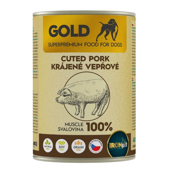 Obrázek IRONpet Gold Dog Vepřová krájená svalovina, konzerva 400 g