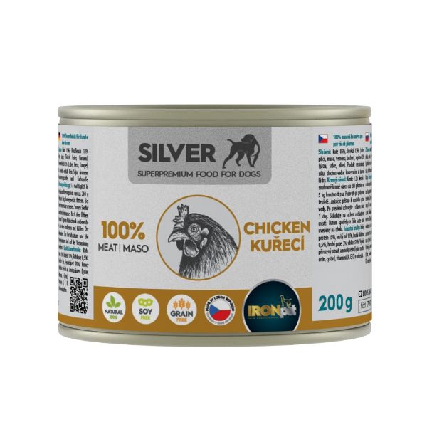 Obrázek IRONpet Silver Dog Kuřecí 100% masa, konzerva 200 g