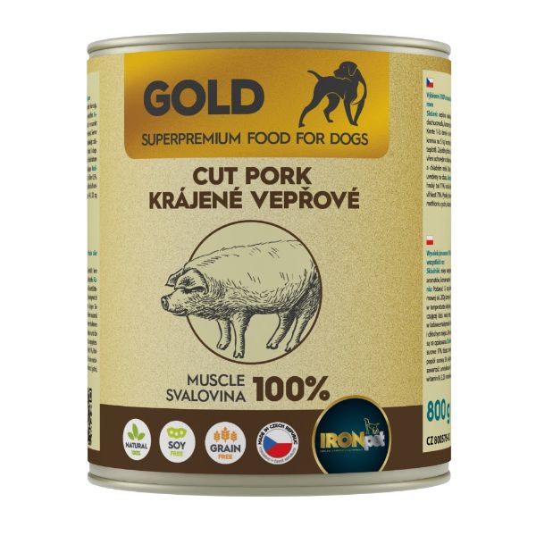 Obrázek IRONpet Gold Dog Vepřová krájená svalovina, konzerva 800 g