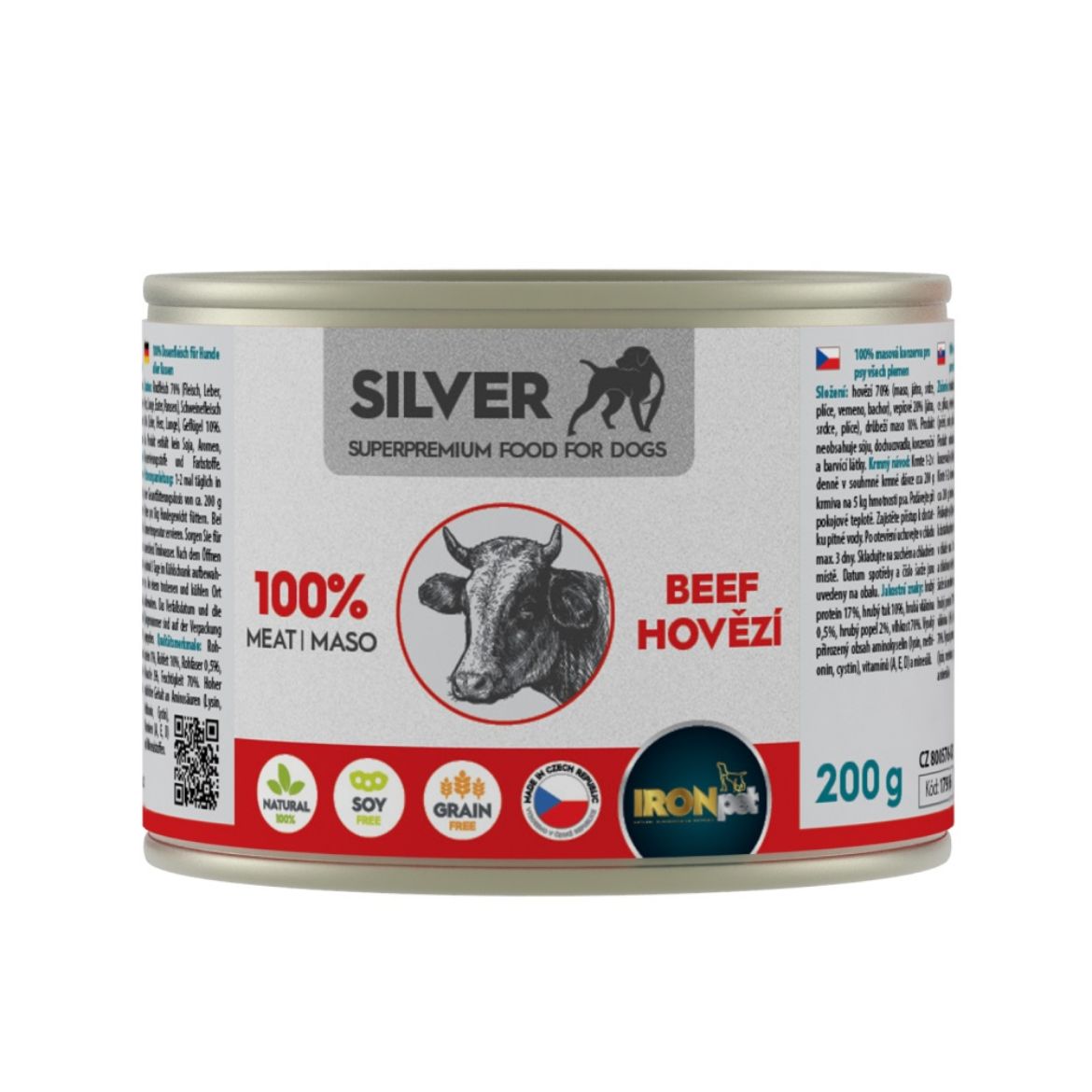 Obrázek z IRONpet Silver Dog Hovězí 100% masa, konzerva 200 g 