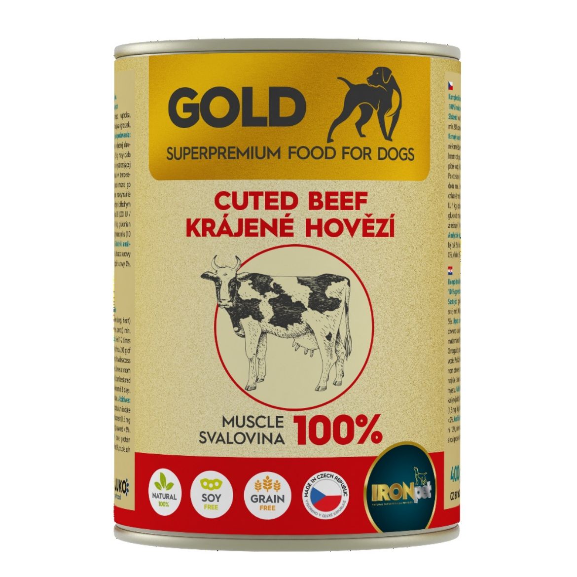 Obrázek z IRONpet Gold Dog Hovězí krájená svalovina, konzerva 400 g 