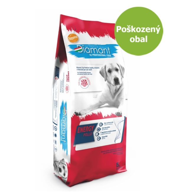Diamant dog energy pollo, kompletní krmivo pro dospělé psy s vysokou fyzickou aktivitou a zátěží s kuřecím masem