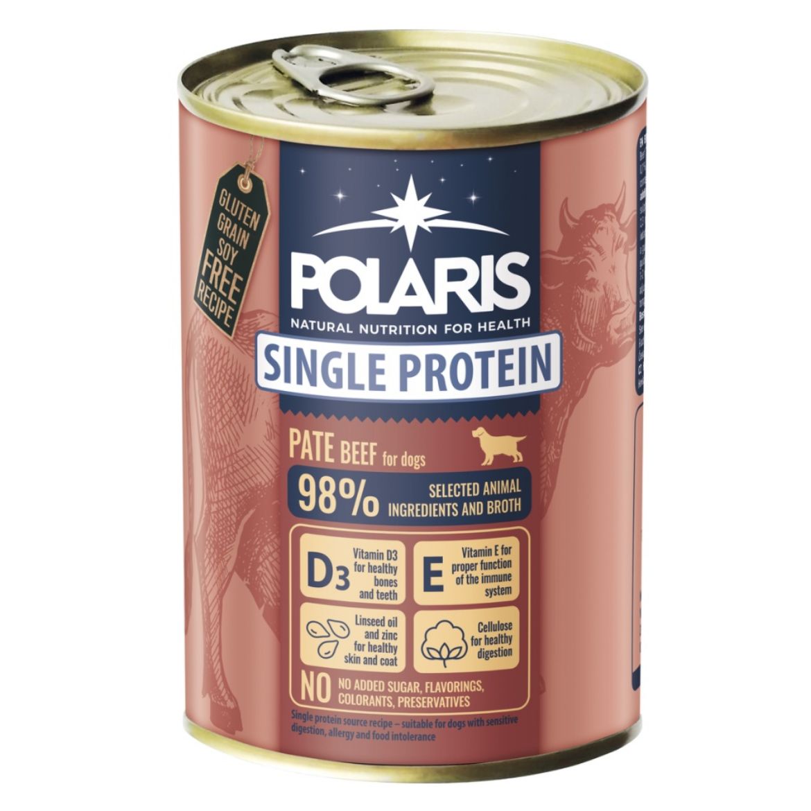 Obrázek z Polaris Single Protein Paté Pes Hovězí, konzerva 400 g 